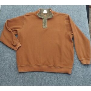 Legendary Whitetails Pullover Sweater Mens Large Orange 1/4 Zip Outdoor Cotton